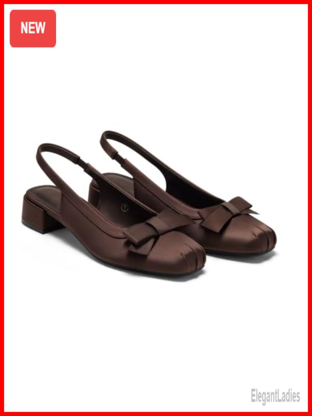 Coutgo Womens Ballet Slingback Chunky Low Heels Closed Square Toe Bow Pumps